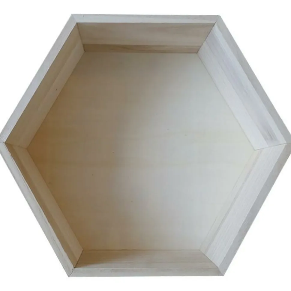 ARTEMIO - Etagère hexagone en bois 30 x 26,5 x 10 cm