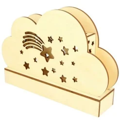 ARTEMIO - Lampe nuage en bois à décorer 25 x 13,7 cm