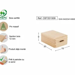 ASTIGARRAGA - Boîte de rangement en pin massif avec couvercle taille 1