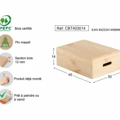 ASTIGARRAGA - Boîte de rangement en pin massif avec couvercle taille 3