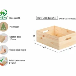 ASTIGARRAGA - Caisse en bois de rangement 40 x 30 x 14 cm