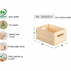 ASTIGARRAGA - Caisse en bois de rangement 30 x 20 x 14 cm