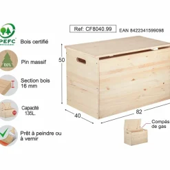 ASTIGARRAGA - Coffre de rangement en pin brut 135 litres