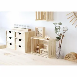 ASTIGARRAGA - Mini rangement bloc en pin brut ave tiroirs 6 tiroirs m1