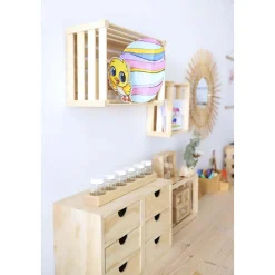 ASTIGARRAGA - Mini rangement bloc en pin brut avec tiroirs 3 tiroirs