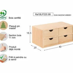 ASTIGARRAGA - Mini rangement bloc en pin brut avec tiroirs 4 tiroirs