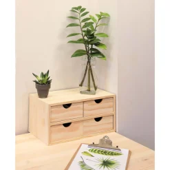 ASTIGARRAGA - Mini rangement bloc en pin brut avec tiroirs 4 tiroirs