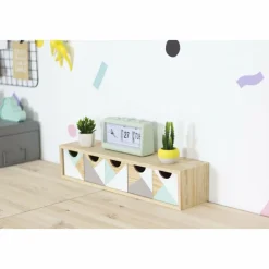 ASTIGARRAGA - Mini rangement bloc en pin brut avec tiroirs 5 tiroirs