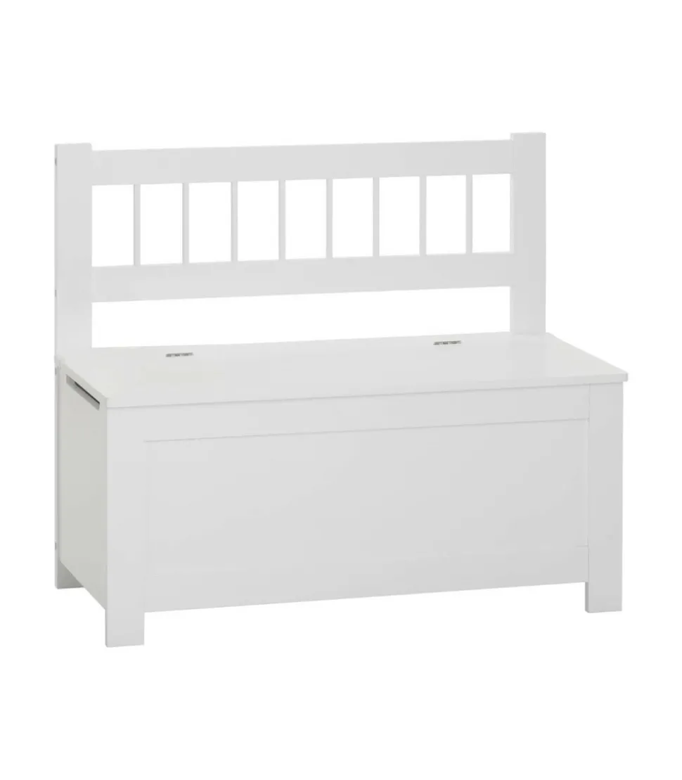 ATMOSPHERA - 2 en 1 banc avec dossier et coffre à jouets en bois blanc