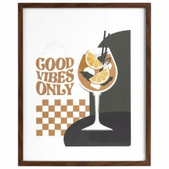 ATMOSPHERA - Affiche encadrée cocktail - 40 x 50 cm - marron
