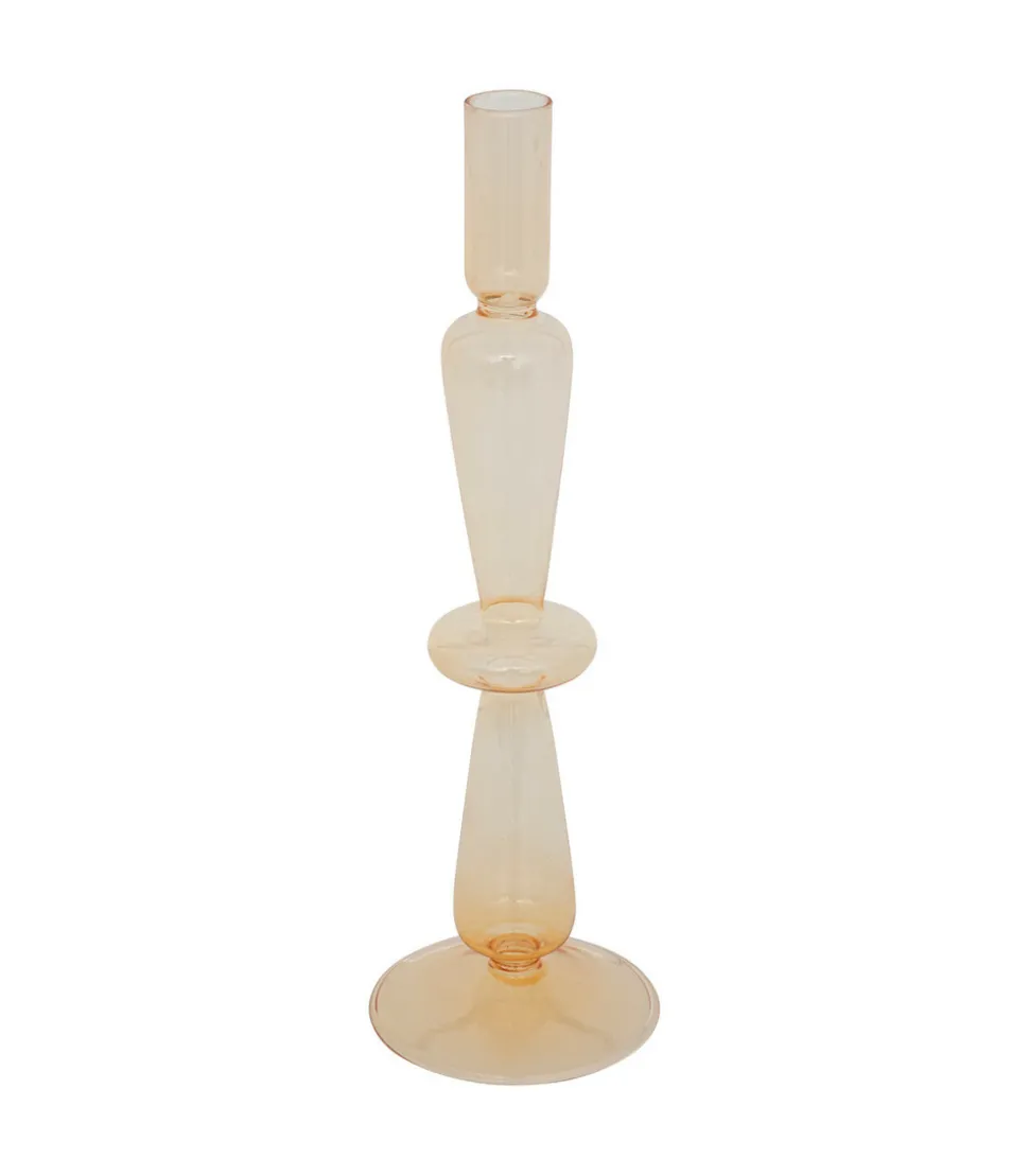 ATMOSPHERA - Bougeoir chandelier en verre jaune h 29.5 cm