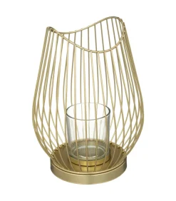 ATMOSPHERA - Bougeoir photophore en métal filaire doré d 17 x h 23,5 cm