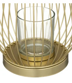 ATMOSPHERA - Bougeoir photophore en métal filaire doré d 17 x h 23,5 cm