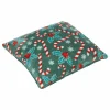 ATMOSPHERA - Coussin de noël houx et sucres d'orge - 40 x 40 cm - vert et rouge