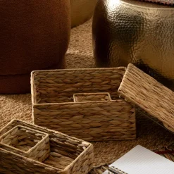 ATMOSPHERA - Ensemble de 4 paniers en jacinthe - beige