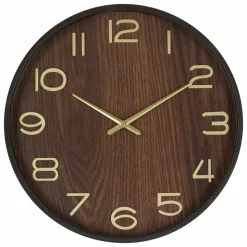ATMOSPHERA - Horloge en bois - diam 38 cm - marron foncé