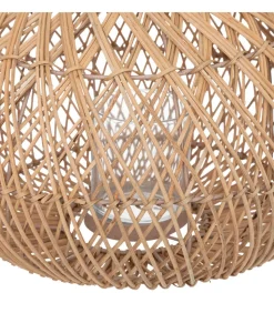 ATMOSPHERA - Lanterne photophore en métal et rotin bougeoir en verre d 37 x h 38 cm