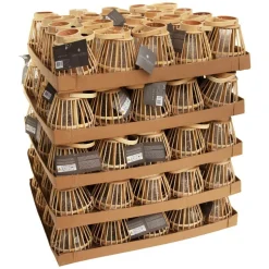 ATMOSPHERA - Lanterne photophore en rotin bougeoir en verre d 14,5 x h 15,5 cm