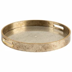 ATMOSPHERA - Lot de 2 plateaux en verre et résine - doré