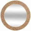 ATMOSPHERA - Miroir en bois rondin - diam 90 cm - marron