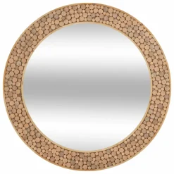 ATMOSPHERA - Miroir en bois rondin - diam 90 cm - marron