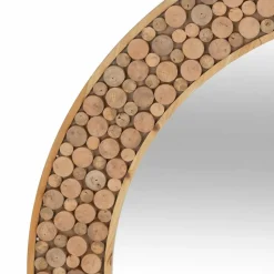 ATMOSPHERA - Miroir en bois rondin - diam 90 cm - marron