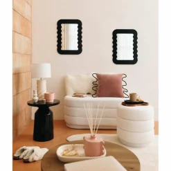 ATMOSPHERA - Miroir en bois vagues - 40 x 55 cm - noir