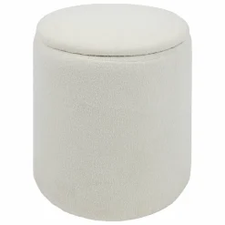 ATMOSPHERA - Pouf de rangement en bouclette - blanc