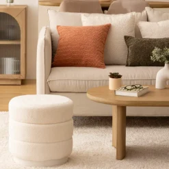 ATMOSPHERA - Pouf en bouclette kemi - blanc