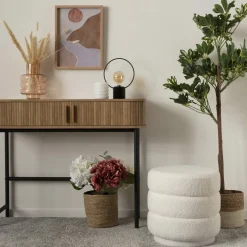 ATMOSPHERA - Pouf en bouclette kemi - blanc