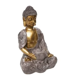 ATMOSPHERA - Statue décorative bouddha en résine avec photophore h 37 cm