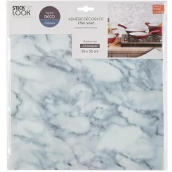 ATMOSPHERA CREATEUR D'INTERIEUR - Lot de 2 stickers - carrelage - blanc - 30x30 cm