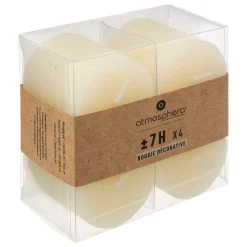 ATMOSPHERA CREATEUR D'INTERIEUR - Lot de 4 bougies rustiques 60g blanc ivoire