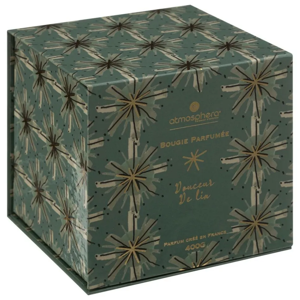 ATMOSPHERA CREATEUR D'INTERIEUR - Bougie parfumée "plum" en verre d10,3cm vert