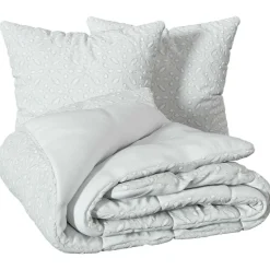 ATMOSPHERA CREATEUR D'INTERIEUR - Parure de lit 3 pièces "swan" jacquard blanc 240x220cm