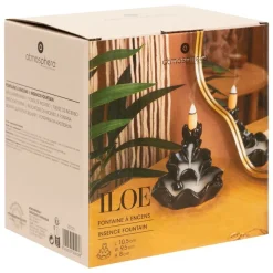 ATMOSPHERA CREATEUR D'INTERIEUR - Kit cônes et fontaine à encens "iloe" noir 9,5x10,5cm