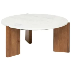 ATMOSPHERA CREATEUR D'INTERIEUR - Table basse "nanda" marbre blanc 91,5x91,5x41,5cm