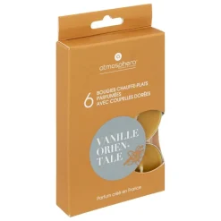 ATMOSPHERA CREATEUR D'INTERIEUR - 6 bougies parfumées "izor" en coupelle dorée d3,72cm