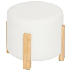 ATMOSPHERA CREATEUR D'INTERIEUR - Tabouret "bansa" bouclette bambou blanc d37,5x32cm