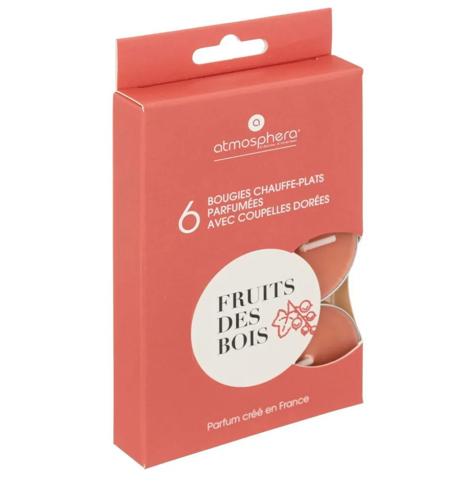 ATMOSPHERA CREATEUR D'INTERIEUR - 6 bougies parfumées "izor" d3,72cm rouge