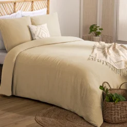 ATMOSPHERA CREATEUR D'INTERIEUR - Parure de lit 3 pièces "flora" gaze de coton lin 260x240cm