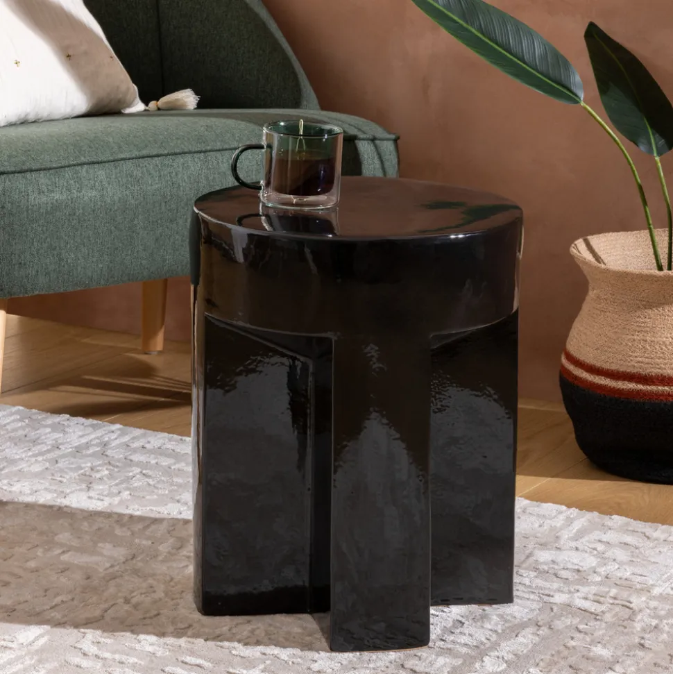 ATMOSPHERA CREATEUR D'INTERIEUR - Table d’appoint "kriz" noir 41x34x34cm