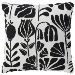 ATMOSPHERA CREATEUR D'INTERIEUR - Coussin effet tricot "twisted lime" noir & blanc 40x40cm