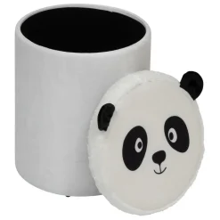 ATMOSPHERA CREATEUR D'INTERIEUR - Pouf-coffre enfant panda pliant "andy" noir & blanc d30x36cm