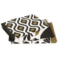 ATMOSPHERA CREATEUR D'INTERIEUR - Torchon imprimé "twisted lime" coton noir & blanc 45x70cm