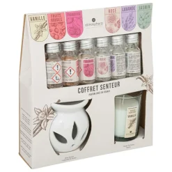 ATMOSPHERA CREATEUR D'INTERIEUR - Coffret senteur - brûle - parfum - 6 huiles - bougie fruits rouges