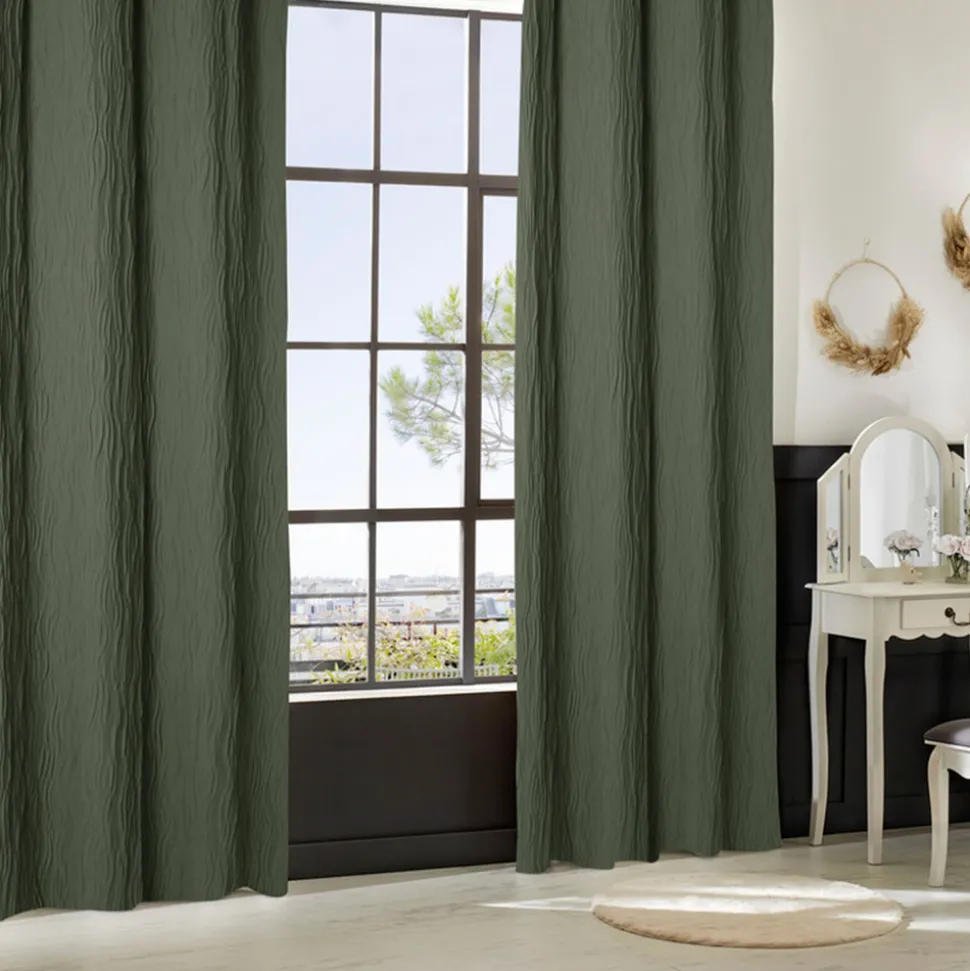 ATMOSPHERA CREATEUR D'INTERIEUR - Rideau plissé "maely" vert kaki 135x260cm