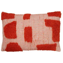 ATMOSPHERA CREATEUR D'INTERIEUR - Coussin "poppy" coton tufté orange 58x38cm