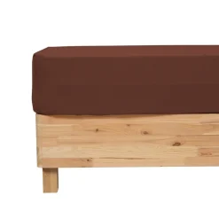 ATMOSPHERA CREATEUR D'INTERIEUR - Drap housse "flora" gaze de coton marron 160x200cm