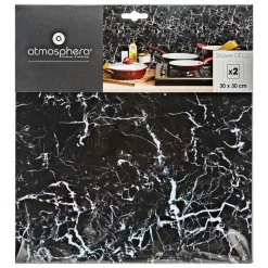 ATMOSPHERA CREATEUR D'INTERIEUR - Lot de 2 stickers - carrelage - noir - 30x30 cm